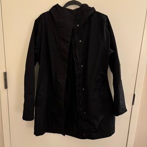 Athleta Black Hooded Trench Coat